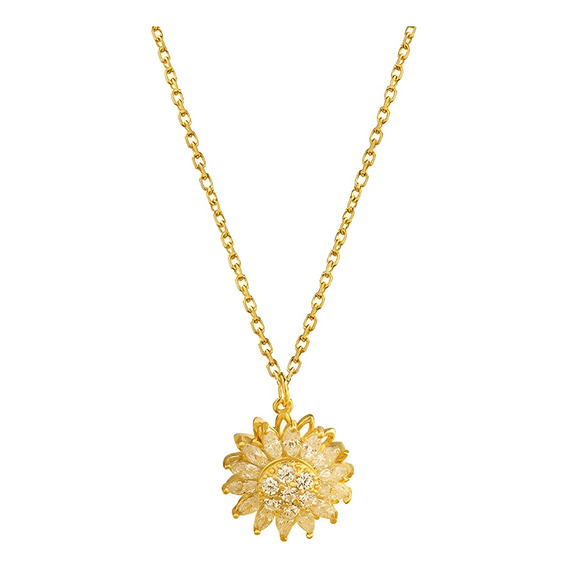 Collar Girasol Giratorio Regalo Pareja Joya Acero Dorado