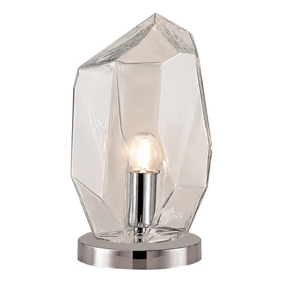 Lámpara Velador Diat Vidrio Transparente Cromo Apto Led Cromo Transparente