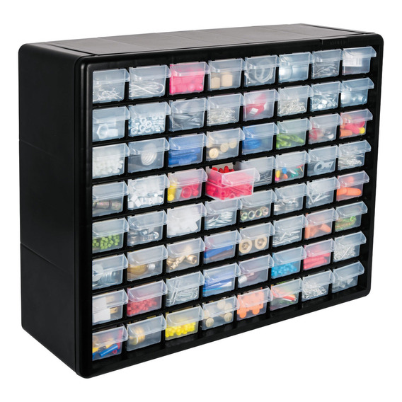 Caja Organizador 64 Compartimientos 50 Cm Truper 10895 Color Negro