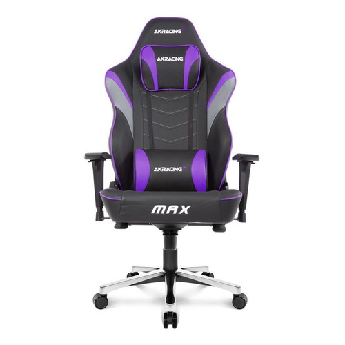 Silla de escritorio Akracing Max gamer ergonómica  negra y indigo con tapizado de cuero sintético