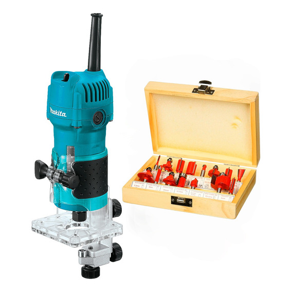 Router 1/4 Makita 3709 Rebajadora Fresadora+set De 15 Brocas