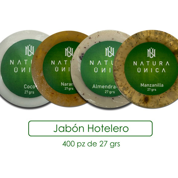 Jabón Hotelero Mayoreo Artesanal 400 Pz De 27gr Natura Única