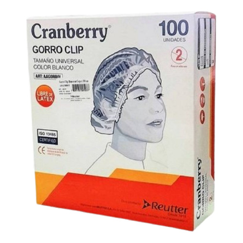 Gorro Tipo Clip Desechables Cranberry 100 Unidades Color Blanco