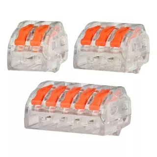 150x Kit Conector Emenda Rápida Alavanca Borne 2 3 5 Fios Cor Marrom