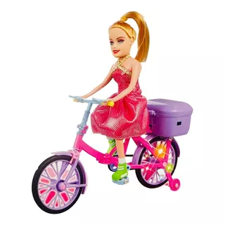 Boneca Barbie Bicicleta Articulada Musica Anda E Acende Luz