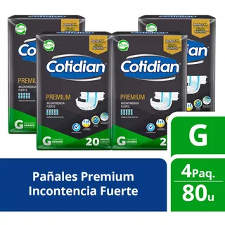 Cotidian Premium Pack 4 Pañales Talla G Adulto 20 Unidades