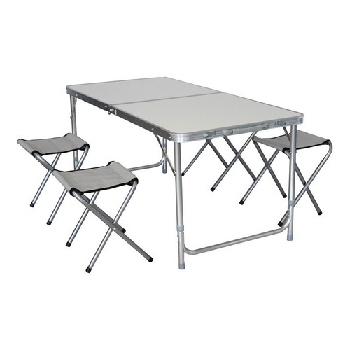 Mesa De Camping Plegable Aluminio Outdoors Con Sillas Color Gris