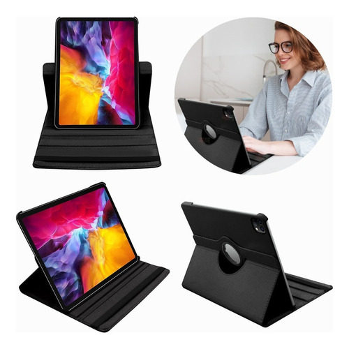 Funda Giratoria Para Tablet iPad Pro 2020 12.9' Carpeta 360 Color Negro