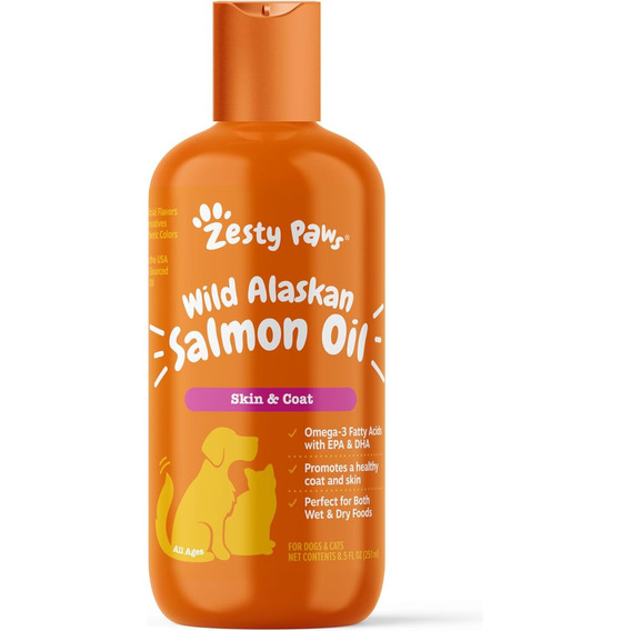 Zesty Paws Líquido Wild Alaskan Salmón Oil Para Pelo Y  Pelaje