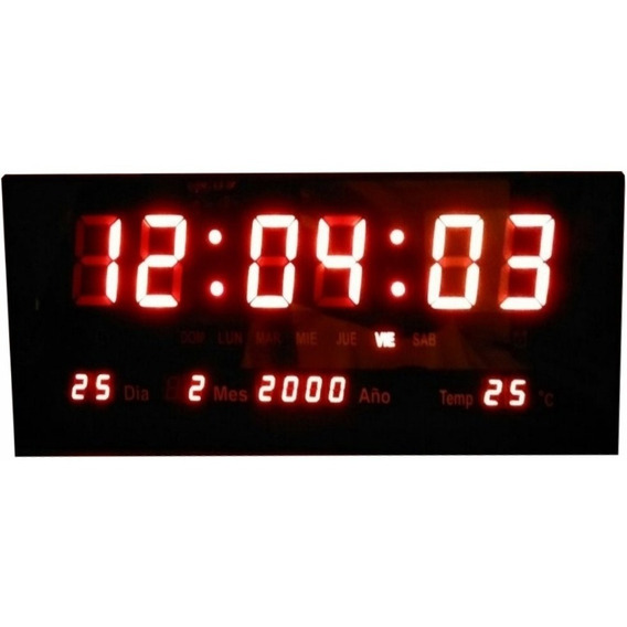 Reloj De Pared Digital 36x15 Calendario Temperatura