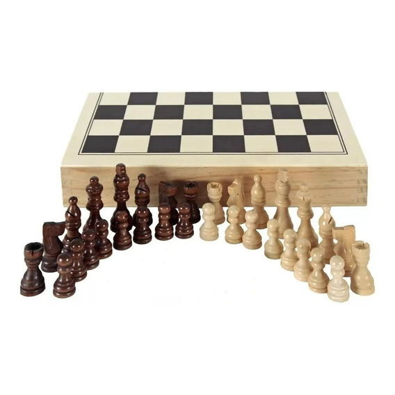 Ajedrez Madera Tablero Piezas Bisonte 30x30cm Juegos De Mesa