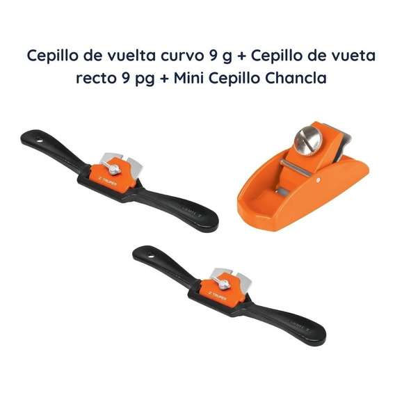 Cepillo Vuelta Recto + Cepillo Curvo + Mini Cepillo Carpinte