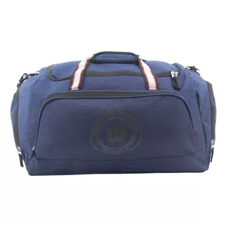 Bolso Viaje Deportivo Urbano Reforzado Wilson Gym Bolsillo Color Azul Liso