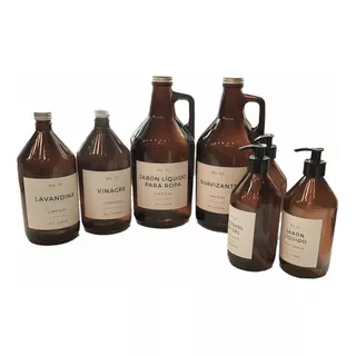 Set Growlers Botellon Ambar Dispenser Completo Tienda Mama