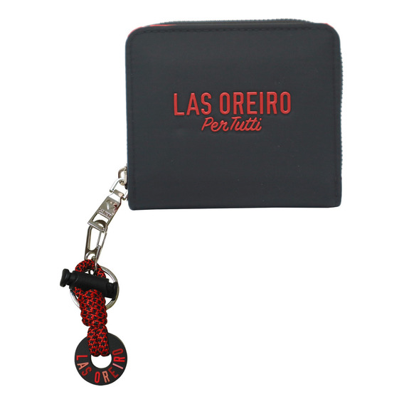 Billeteras De Mujer Las Oreiro Monedero Nylon + Llavero Color Negro 21518 Diseño De La Tela Liso