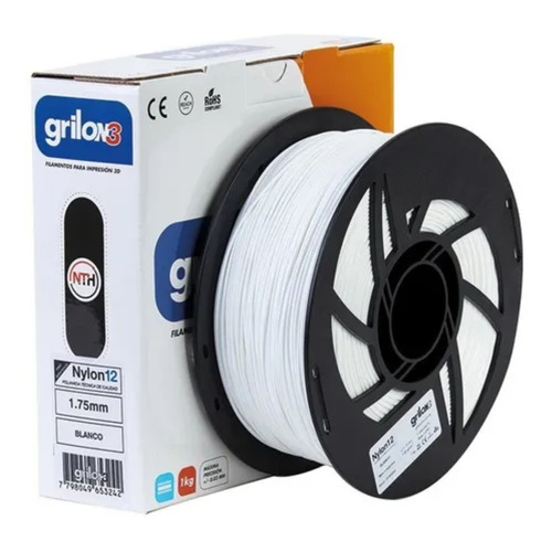 Filamento 3D Nylon 12 Grilon3 de 1.75mm y 1kg blanco