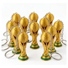 Kit 10 Chaveiros Taça Copa Do Mundo - Brinde Festa Futebol Presente Troféu Lembrança Dourada Miniatura Dourado