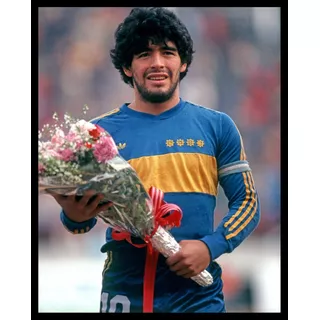 Diego Maradona Boca 1982 Cuadro Enmarcado 45x30cm