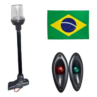 Kit Olho De Tubarão Led Preto Mastro Preto Led Com Bandeira