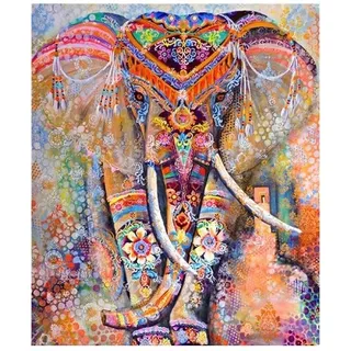 Bordado Pintura Diamante - Elefante Hindú 30x40