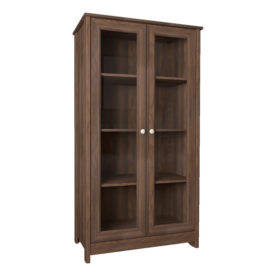 Mueble Vitrina 80cm En Mdp 2 Puertas Marron