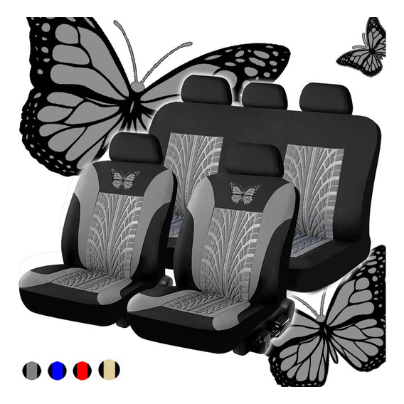 Cubre Asientos Coche Estilo Mariposa Grueso Universal 9pzs