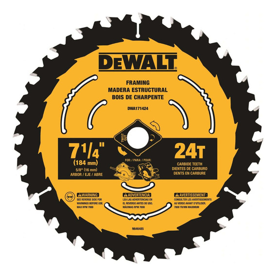 Hoja Sierra Circular Dewalt 184mm 24 Dts Dwa 171424 Framing