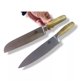 Set Kingsta Gourmet Chef Madera Wood Con Santoku Forjado Kw2