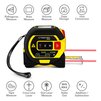 Cinta Metrica Flexible 5m Medidor Laser Con Memoria De Datos