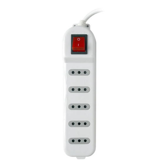 Alargador 5 Metros 5 Tomas Con Switch Blanco / Macrotel