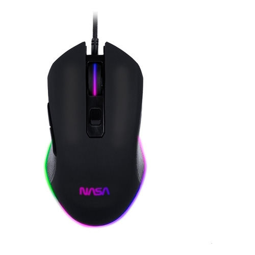 Mouse Gamer Alámbrico Nasa Ns-gm05 Iluminación Rgb 6 Botones Color Negro