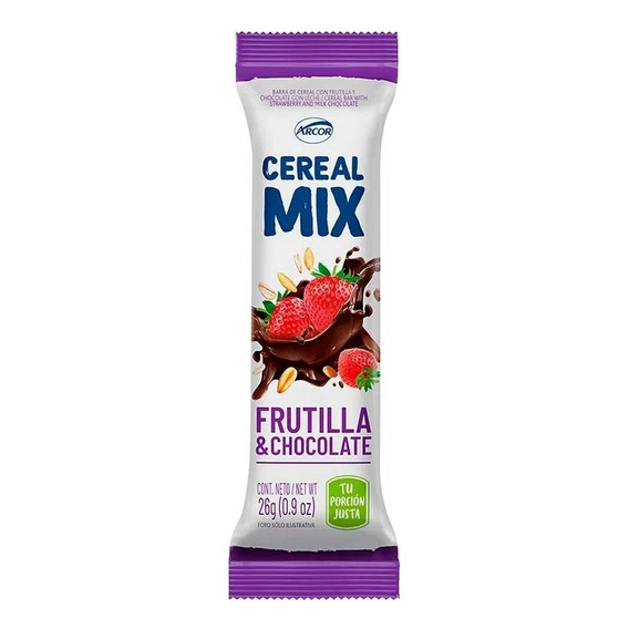 Barra cereal mix frutilla y chocolate x20 unidades