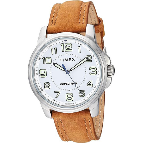 Timex ® reloj De Piel Hombre Manecillas Iluminadas 4b164009j Color de la correa Marrón claro Color del bisel Plateado Color del fondo Blanco