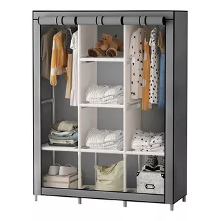 Ropero Rack Closet Armable Closet De Metal Muebles Para Ropa Color Gris