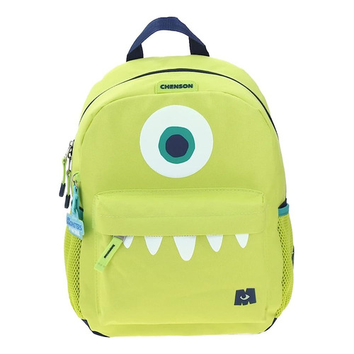 Mochila Chica Chenson Preescolar Kinder Monster At Work Inc Coleccion Mike Wazowski Mw65785-g Toothster Color Verde Limón