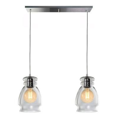 Colgante 2 Luces Vintage Antique Transparente Cristal 