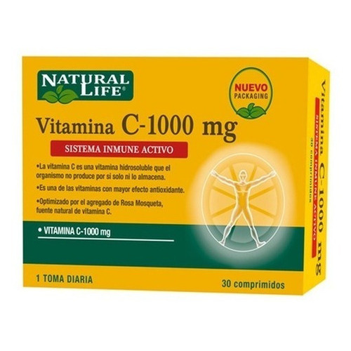 Natural Life Vitamina C 1000mg Antioxidante X 30 C Sabor Sin sabor