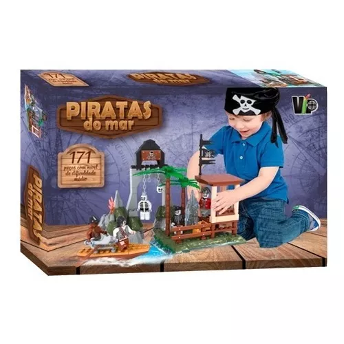 Blocos De Montar - Piratas Do Mar - 203 Pecas - Marca Tudo