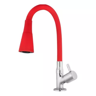 Torneira Gourmet De Mesa Duplo Jato Pia Cozinha Flexível Cor Vermelho