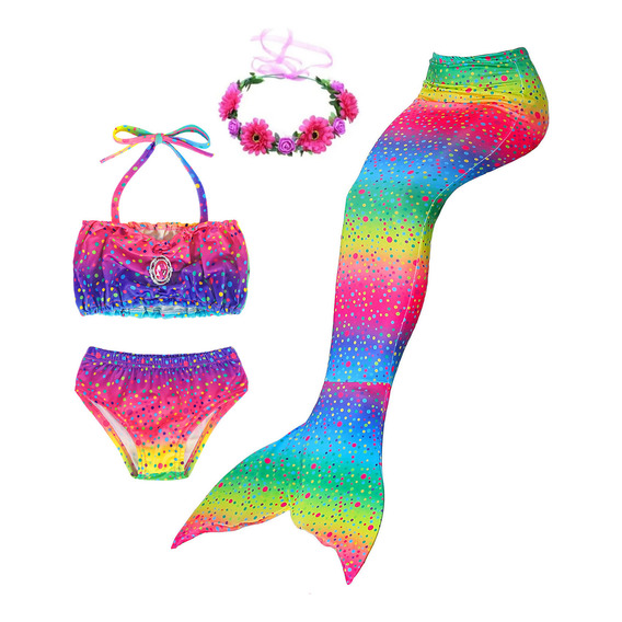 Traje De Baño Princesa Ariel Sirenita Bikini Set Para Niña
