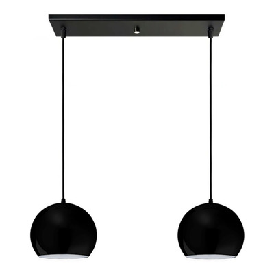 Colgante 2 Luces Bocha 15cm Negro Moderno Apto Led E-27 