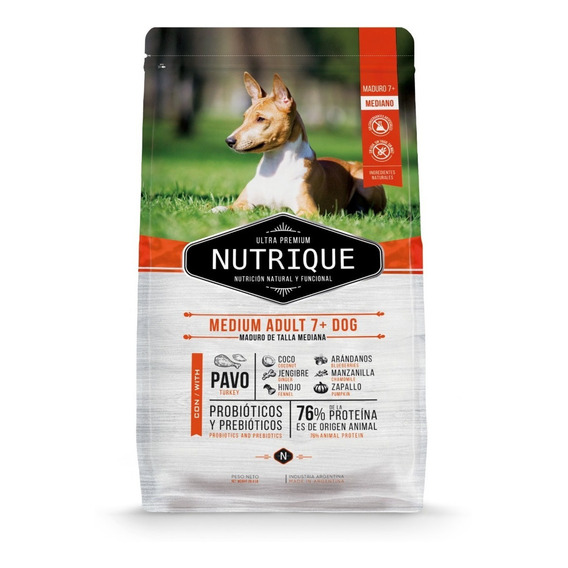 Alimento Nutrique Ultra Premium Medium Adult +7 para perro adulto de raza mediana sabor pavo en bolsa de 12 kg