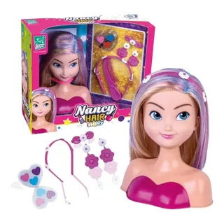 Boneca Nancy Hair Brincar De Cabeleireira C/ Maquiagem