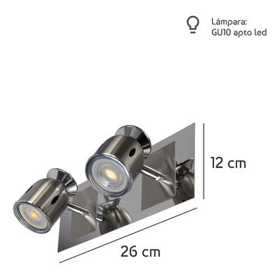 Aplique Niza 2 Luces Acero Apto Led Cabezal Movil Baño