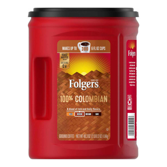 Cafe Colombiano Folgers Molido 100% Café Arabica, 1.240kg
