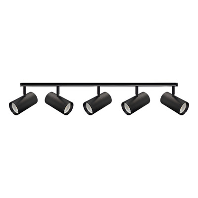 Riel 1 Metro Con 5 Luces Spot Apto Led Deco Moderno Negro