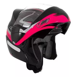 Capacete Para Moto  Escamoteável Pro Tork V-pro  Jet 2  Preto E Rosa Jet 2 Tamanho 60 