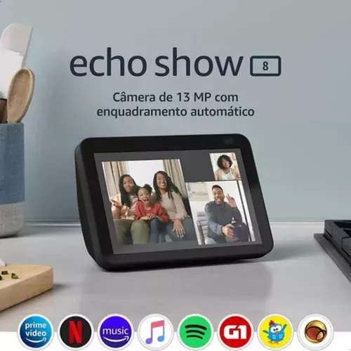 Alexa Echo Show 8 2ª Geração Smart Display HD Cor Preto - Assistente  Pessoal AI