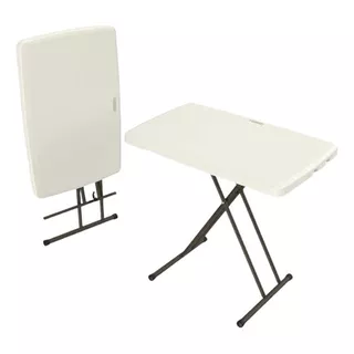 Mesa Personal Plegable Lifetime Altura Ajustable 76x50 Cm Color Blanco