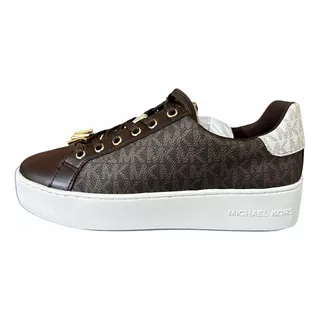 Tenis Michael Kors Talla 24 Poppy Lace Up Cafe Mujer